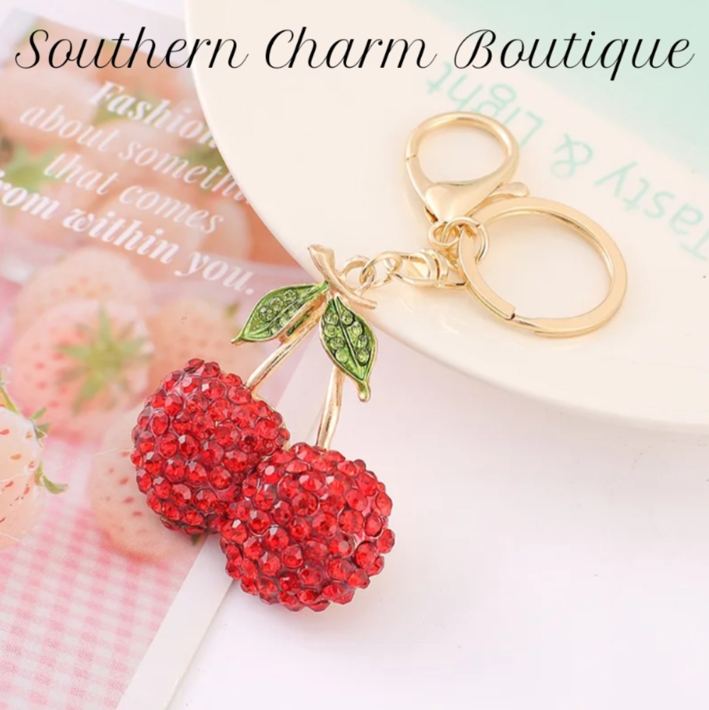 🆕 Red Rhinestone🍒 Cherry 🍒 Keychain/Charm